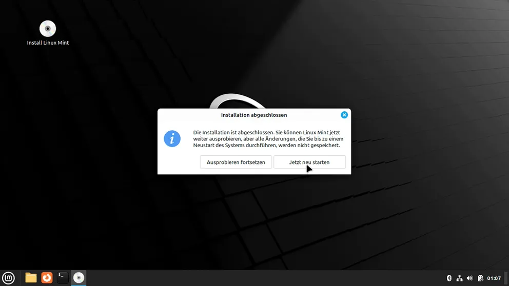 Linux Mint Installation, Konfiguration des Bentzernamens LinuxMintdesktopInstImg